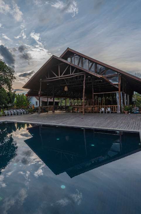 front swimming pool view of borneo sepilok rainforest resort