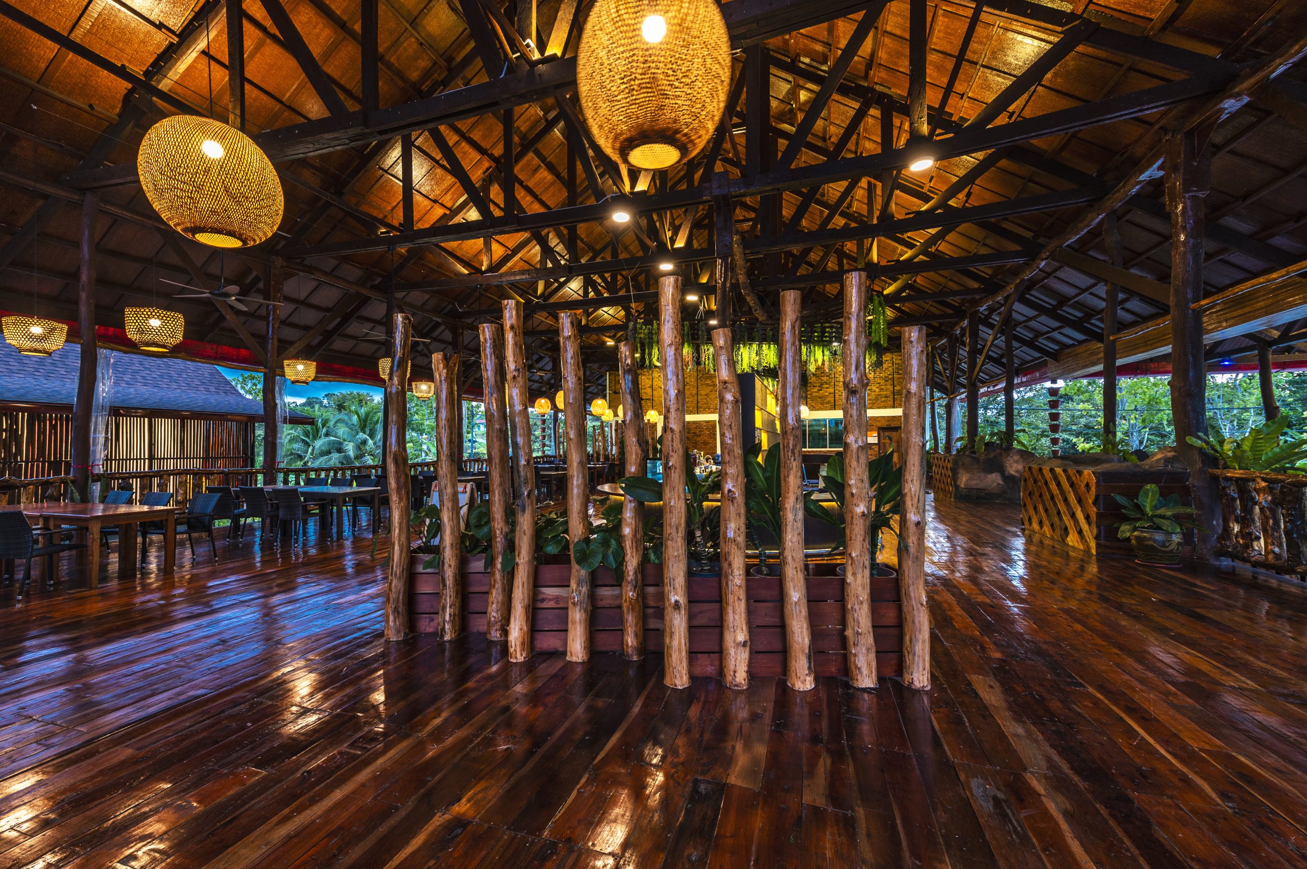 wooden architecture of borneo at borneo sepilok rainforest resort